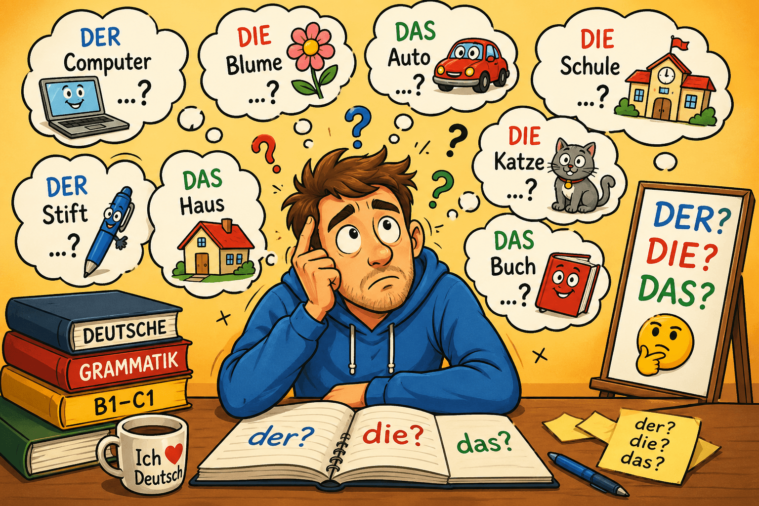 أدوات التعريف der/die/das — الأخطاء في امتحانات DTZ وTELC