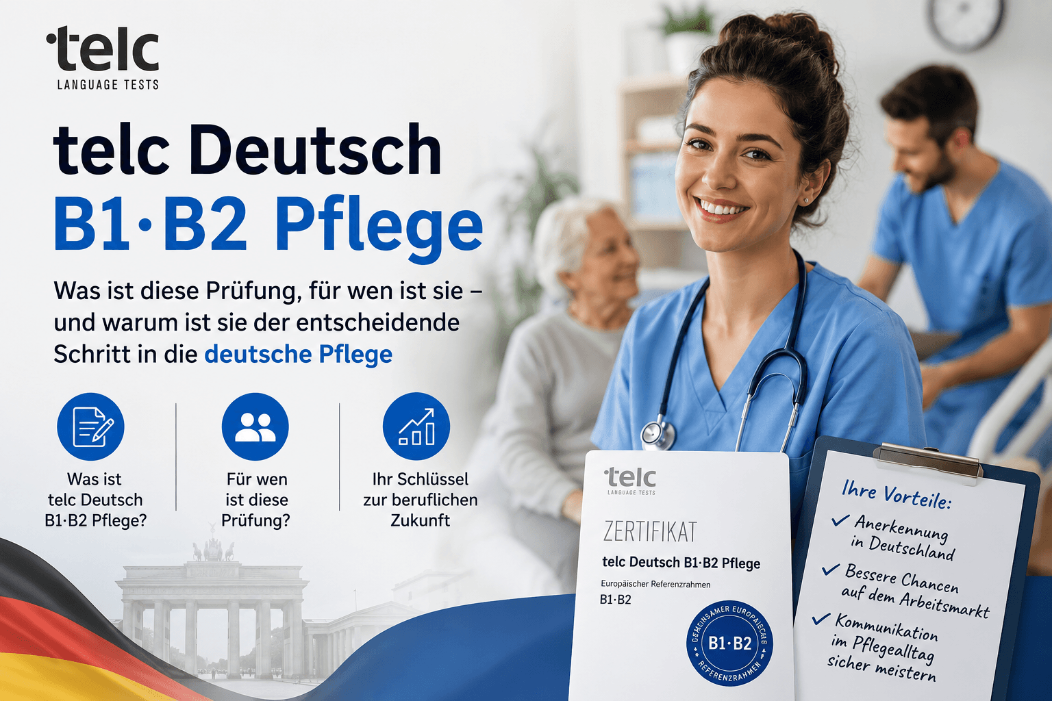 telc Deutsch B1·B2 Nursing: What is this exam, who is it for — and why is it the crucial step into German nursing?